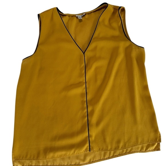 Halogen Yellow Piped V-neck Sleeveless Blouse Top Size XL - Picture 16 of 17